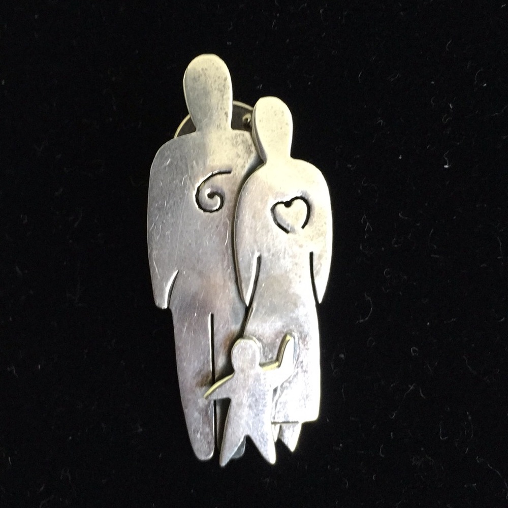 Beautiful SS Far Fetched Taxco Family Pin